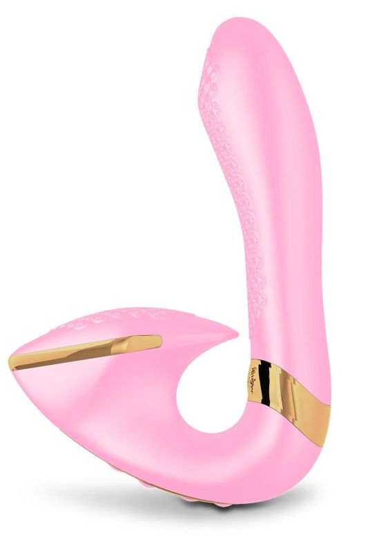 Вагинально-клиторальный вибратор Shunga Soyo нереалистичный, розовый, 17 х 3.7 см вид 3