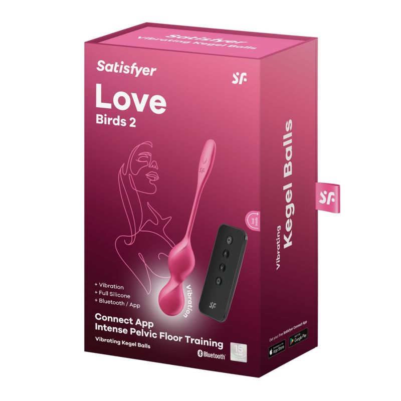 Вагінальні кульки з вібрацією Satisfyer Love Birds 2, що працюють від програми, рожеві вид 7