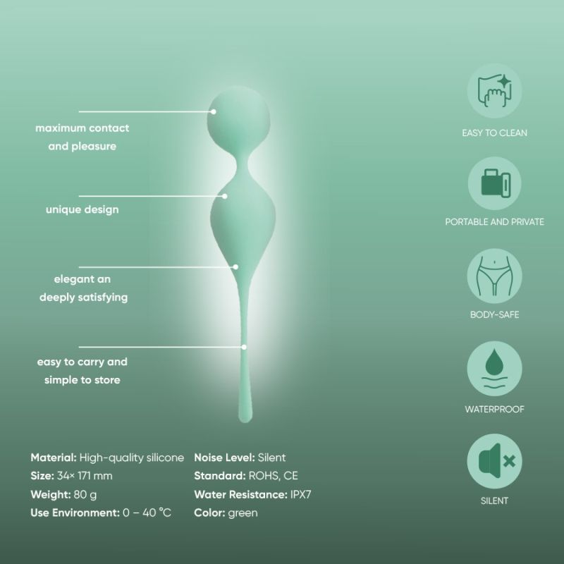Вагінальні кульки Sweet Em на м'якому з'єднанні, бірюзові, 17 х 3.3 см вид 6