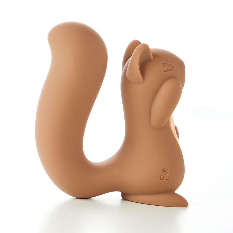 Вакуумний кліторальний стимулятор з вібрацією 2 в 1 у формі білочки Sweet Em Velvet Lure Brown вид 5