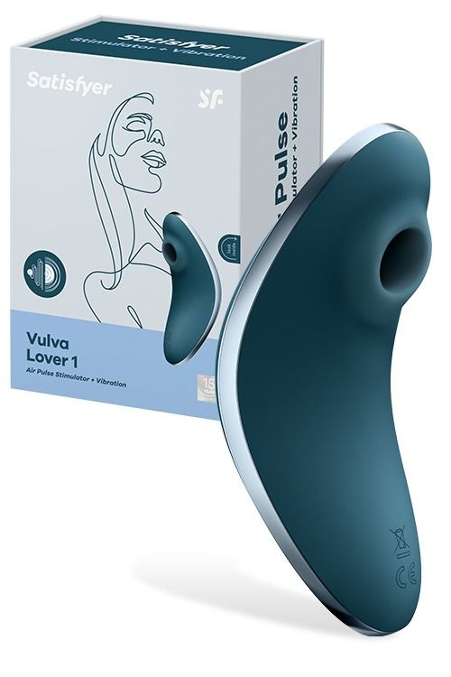 Вакуумный клиторальный стимулятор Satisfyer Vulva Lover 1 с вибрацией, синий вид 2