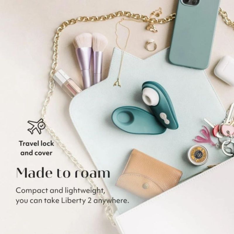 Вакуумный клиторальный стимулятор Womanizer Liberty 2 Dark Petrol, синий вид 14