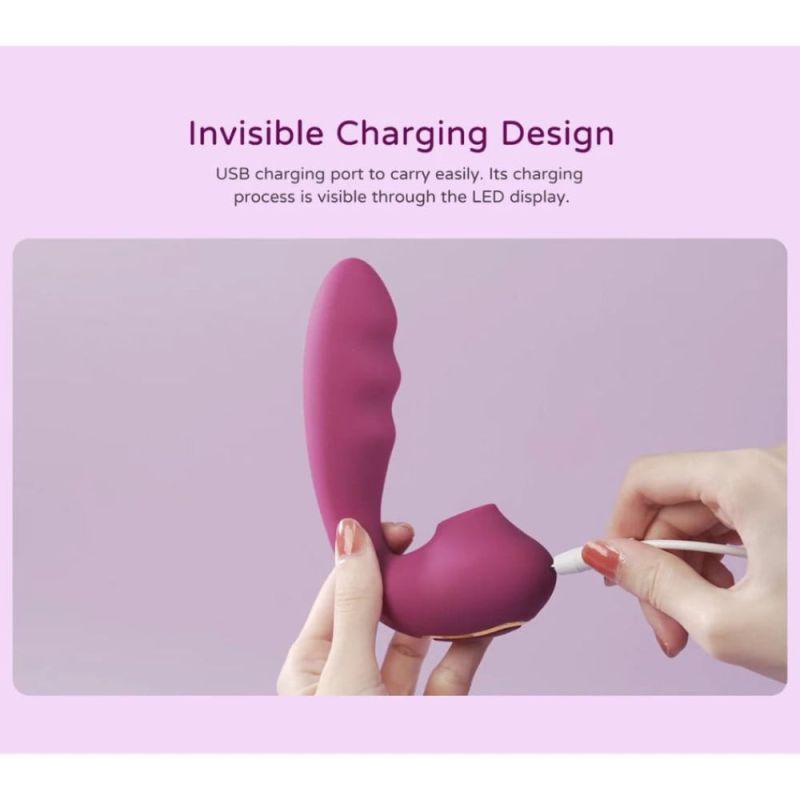 Вакуумний стимулятор BeYourLover Tara Purple з вагінальним відростком та підігрівом, фіолетовий вид 6