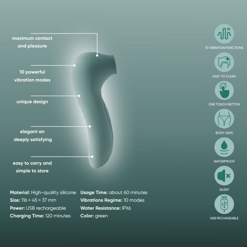 Вакуумный стимулятор клитора Sweet Em, мятный вид 9