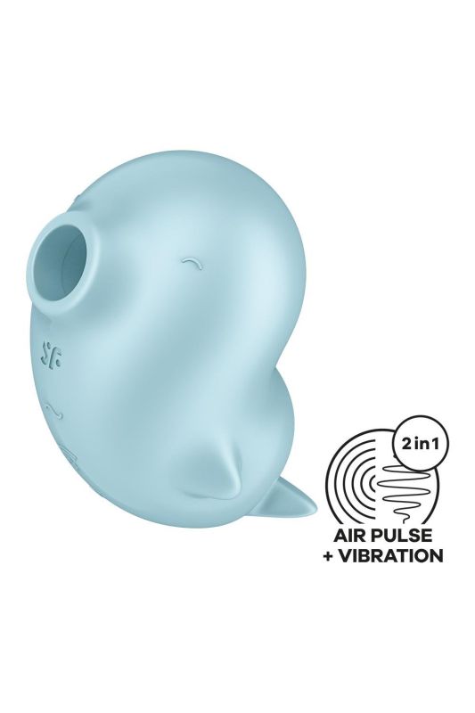 Вакуумный стимулятор Satisfyer Sassy Seal с вибрацией, голубой, 9.5 см вид 2