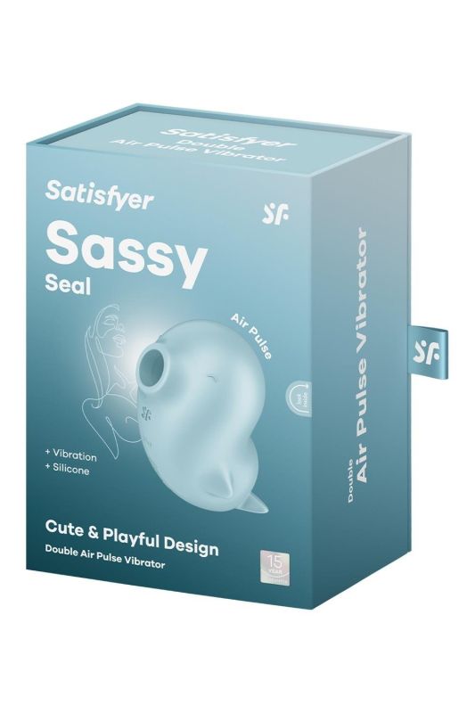 Вакуумный стимулятор Satisfyer Sassy Seal с вибрацией, голубой, 9.5 см вид 8