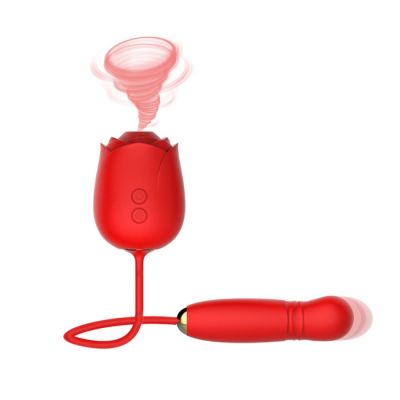 Вакуумный стимулятор в виде розы Every Night Toys с пульсацией, красный