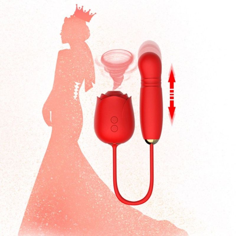 Вакуумний стимулятор у вигляді троянди Every Night Toys з пульсацією, червоний вид 11