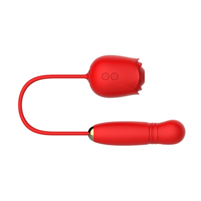 Вакуумный стимулятор в виде розы Every Night Toys с пульсацией, красный вид 4