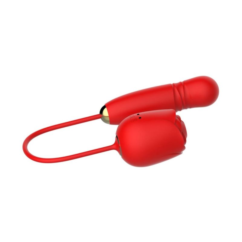 Вакуумный стимулятор в виде розы Every Night Toys с пульсацией, красный вид 5