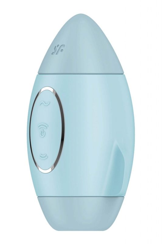 Вакуумний вібратор подвійної дії у вигляді Ракети Satisfyer Mission Control, блакитний вид 3