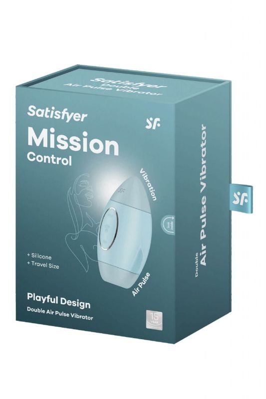 Вакуумний вібратор подвійної дії у вигляді Ракети Satisfyer Mission Control, блакитний вид 7