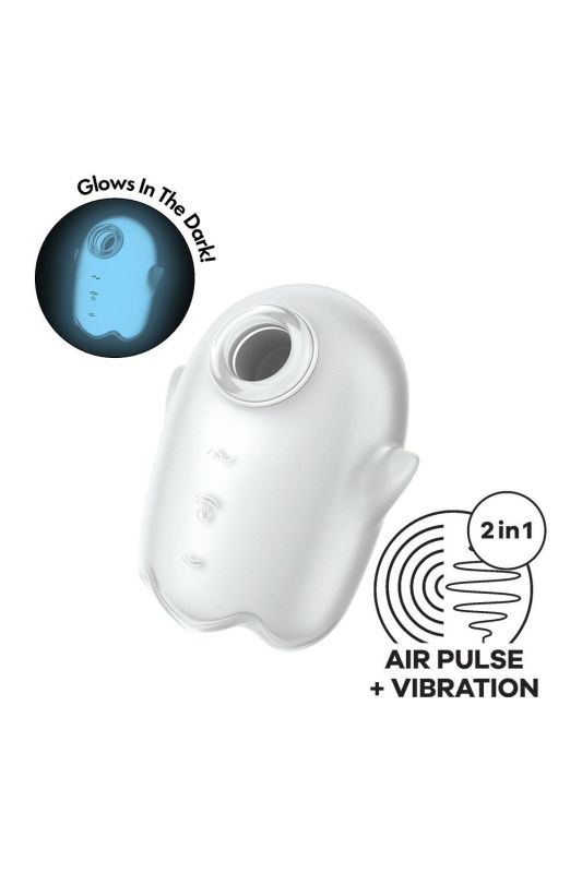 Вакуумный вибратор Satisfyer Glowing Ghost светится в темноте, белый, 8.4 см. вид 3