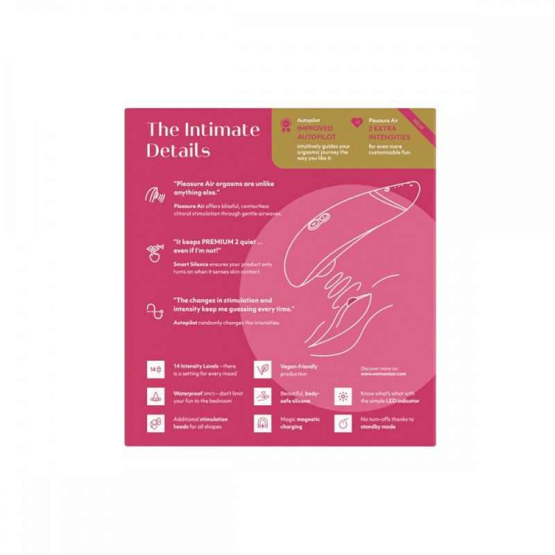 Безконтактний вакуумний кліторальний стимулятор Womanizer Premium 2 малиновий вид 12