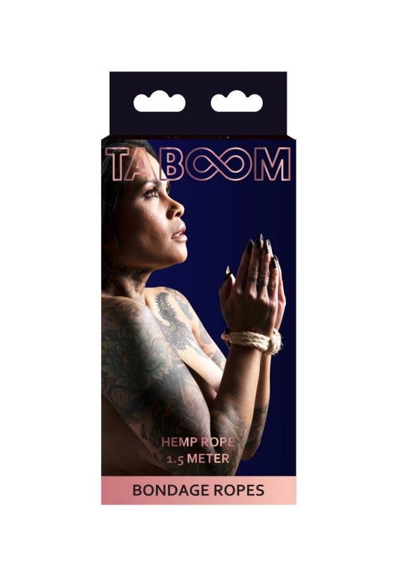Мотузка для зв'язування конопляна Taboom Вondage Ropes, 1.5 метра, 7 мм вид 2