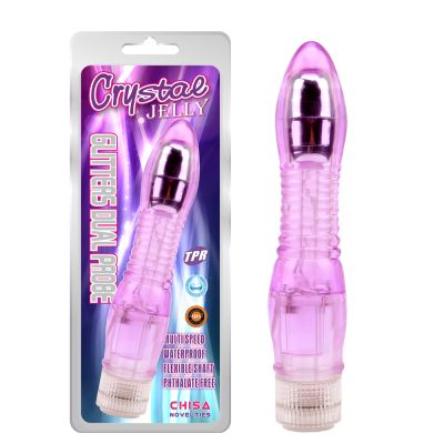 Вибратор гелевый ребристый Chisa Crystal Jellie, фиолетовый