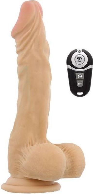 Вібратор із ротацією Dream Toys RealStuff на присосці, тілесний вид 2
