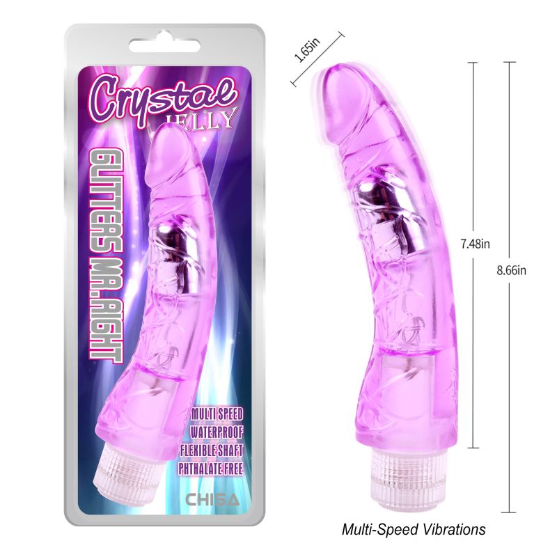 Вибромассажер реалистик Chisa Crystal Jellie с ребристой структурой, фиолетовый вид 8