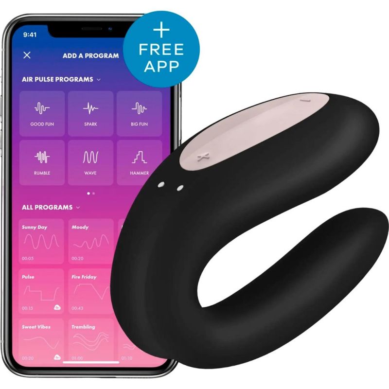 Вібромасажер для пар Satisfyer Double Joy, чорний вид 2