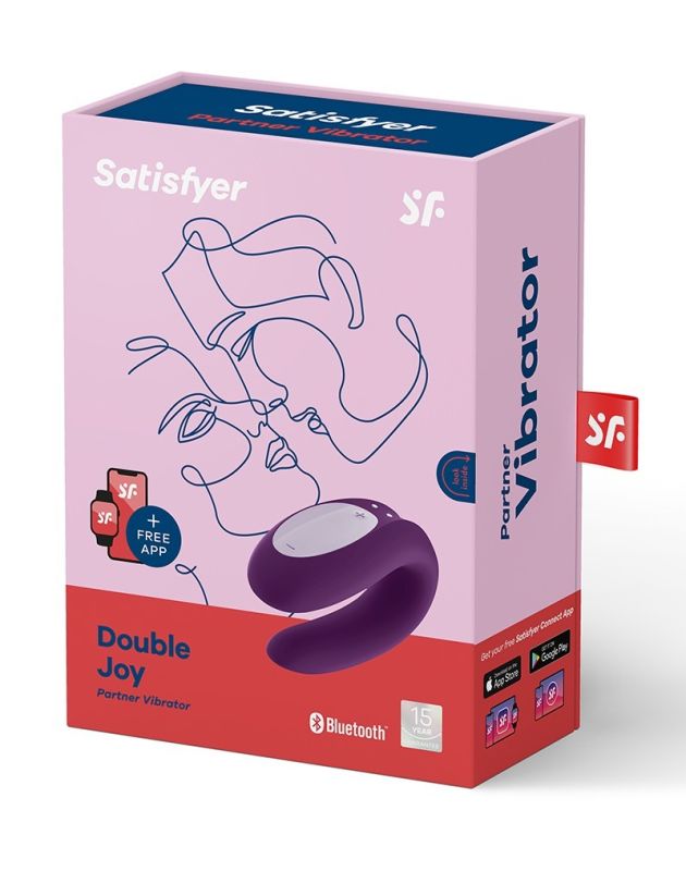 Вібромасажер для пар Satisfyer Double Joy працює від програми, фіолетовий вид 9