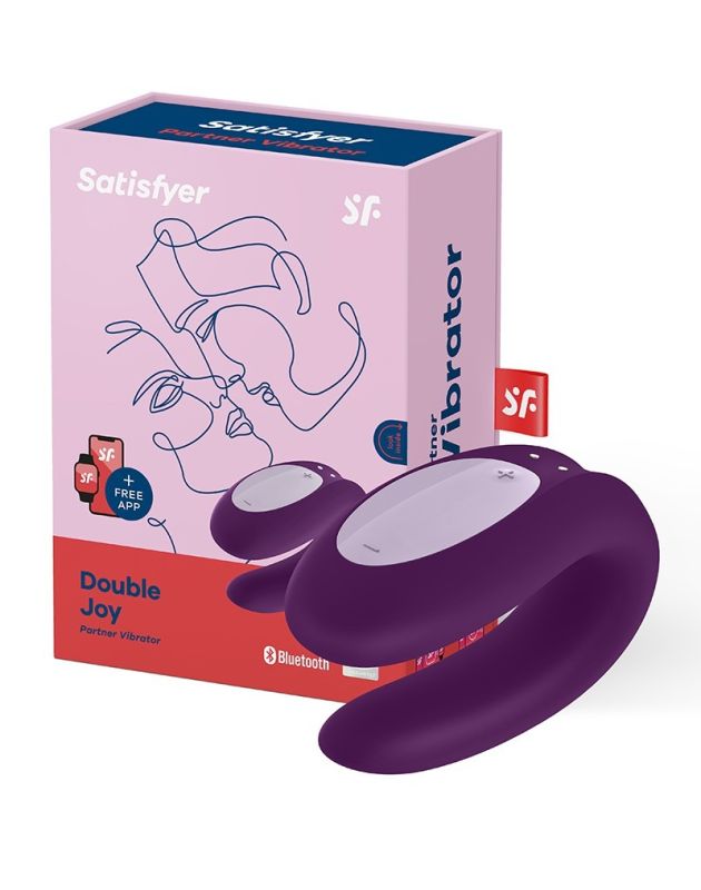 Вібромасажер для пар Satisfyer Double Joy працює від програми, фіолетовий вид 2