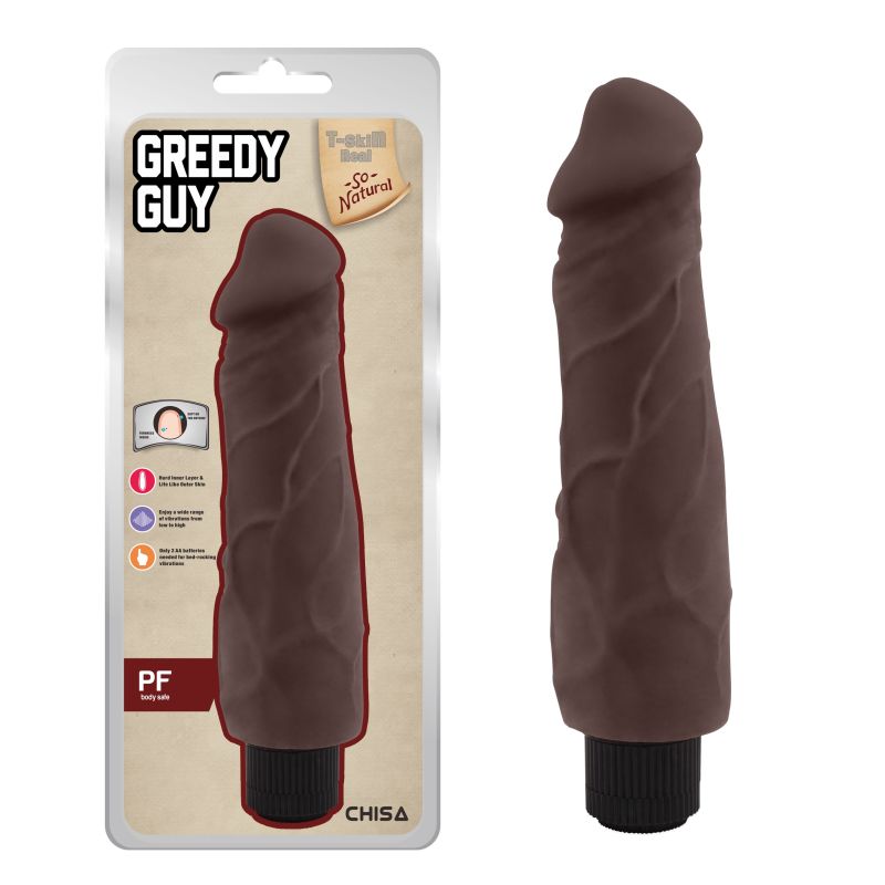 Вибромассажер реалистичный из киберкожи Chisa T-skin ReaL Greedy Guy, коричневый вид 2