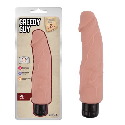 Вібромасажер із кібершкіри Chisa T-skin ReaL Greedy Guy на батарейках, бежевий