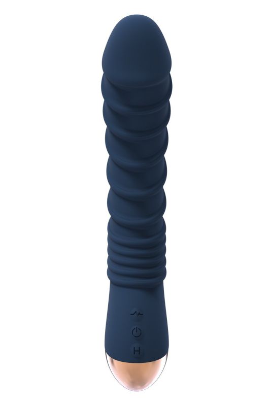 Вібромасажер з функцією нагріву Dream Тoys Goddess Collection Aeolus рельєфний, синій вид 5
