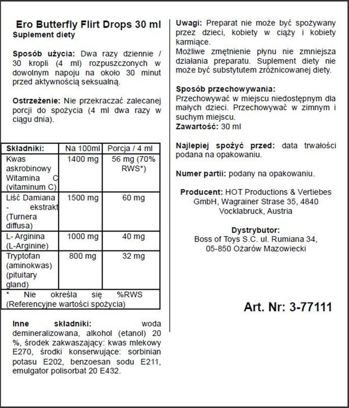 Збуджуючі краплі для двох ERO Butterfly Flirt Drops, 30 мл вид 5