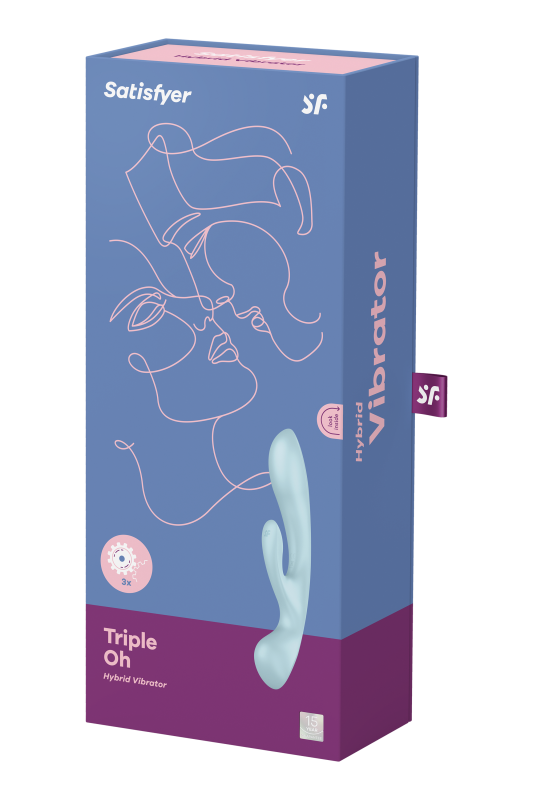 Вібратор кролик Satisfyer Triple Oh з трьома моторами, блакитний вид 8