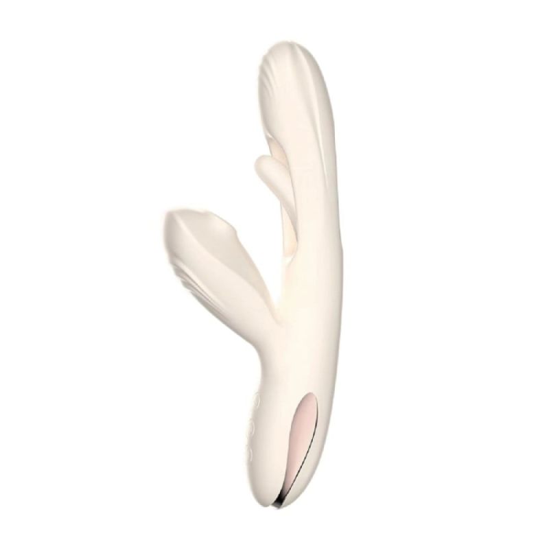 Вибратор 3 в 1 BeYourLover Angela с вакуумом и тапингом, бежевый вид 2