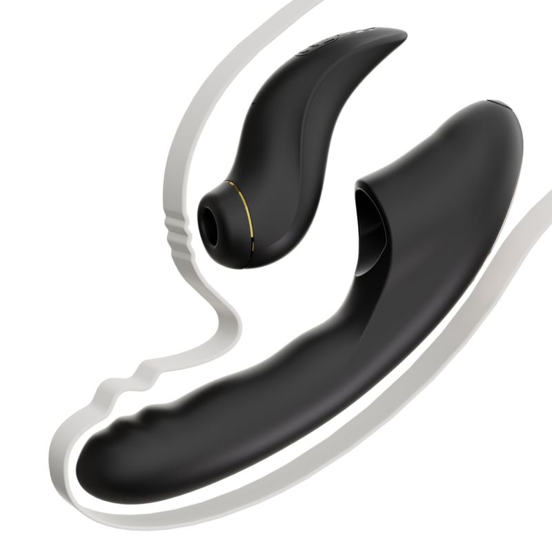 Смарт вібратор для стимуляції клітора з фрикціями BeYourLover Fatima та змінною насадкою, чорний вид 4