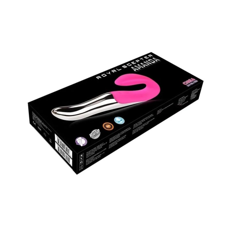 Вібратор для точки G Chisa Amanda метал та силікон, срібно-рожевий вид 5