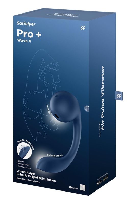 Вібратор для точки G та клітора Satisfyer Pro+ Wave 4 Connect App з додатком, синій вид 6