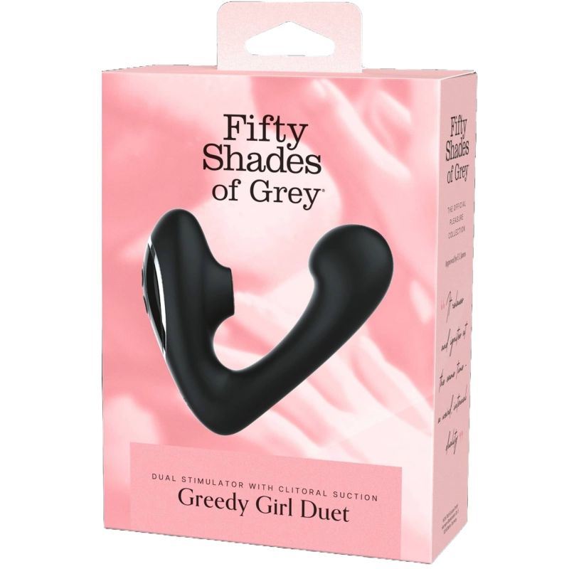 Вібратор-дует Fifty Shades of Grey Greedy Girl вакуумна стимуляція та точка G, чорний вид 3