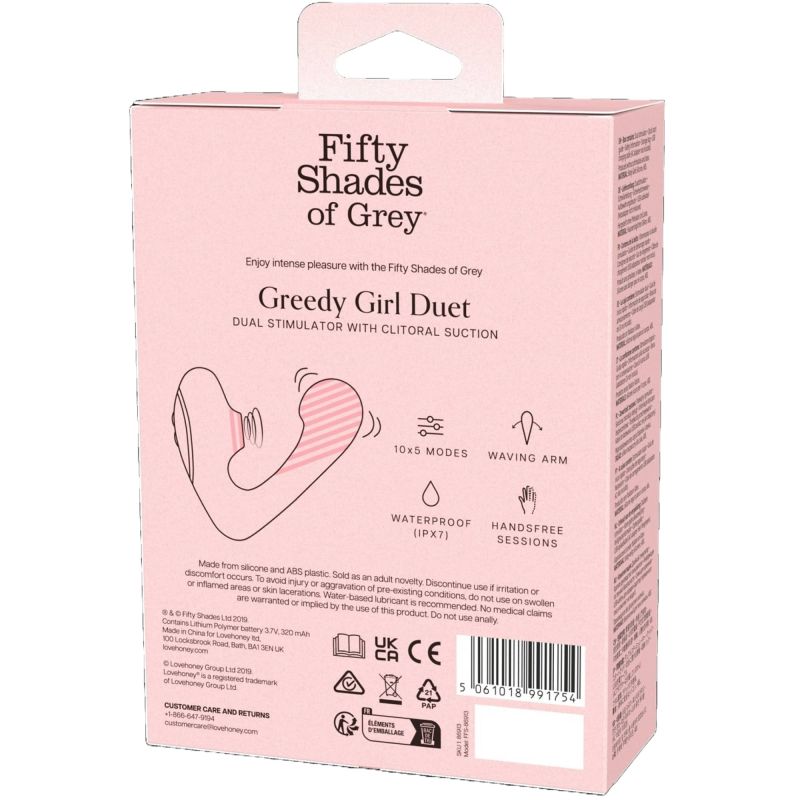 Вібратор-дует Fifty Shades of Grey Greedy Girl вакуумна стимуляція та точка G, чорний вид 4