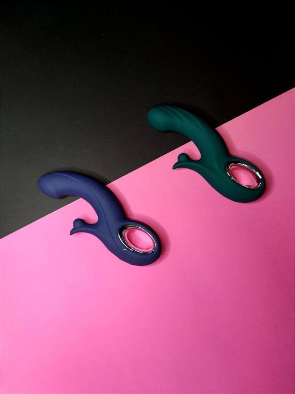 Вибратор кролик Chisa Kissen Fury двойная вибрация и стимуляция, синий вид 9