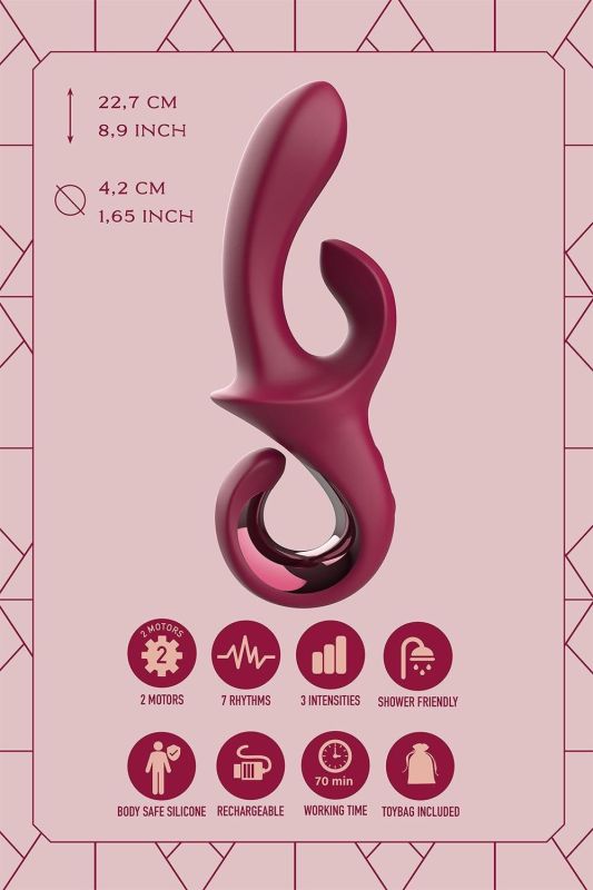 Вибратор-кролик Dreamtoys Glam Duo Vibrator с крючком ручкой, 22.7 х 4.2 см вид 8