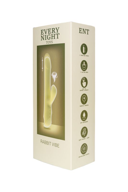 Вибратор кролик Every Night Toys с ротацией, фрикциями и вакуумной стимуляцией, желтый вид 5