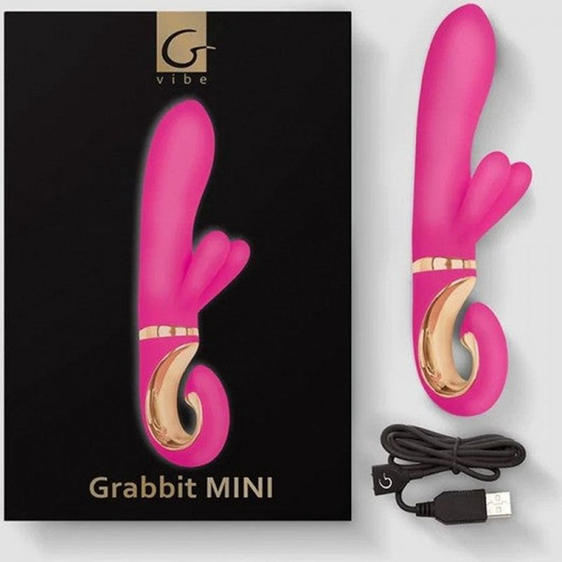 Вібратор-кролик із двома відростками для клітора Grabbit GVibe, рожевий, 23.5 см х 4 см вид 6