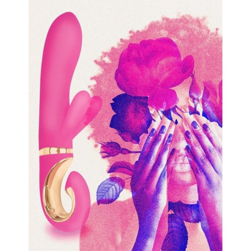 Вібратор-кролик із двома відростками для клітора Grabbit GVibe, рожевий, 23.5 см х 4 см вид 5