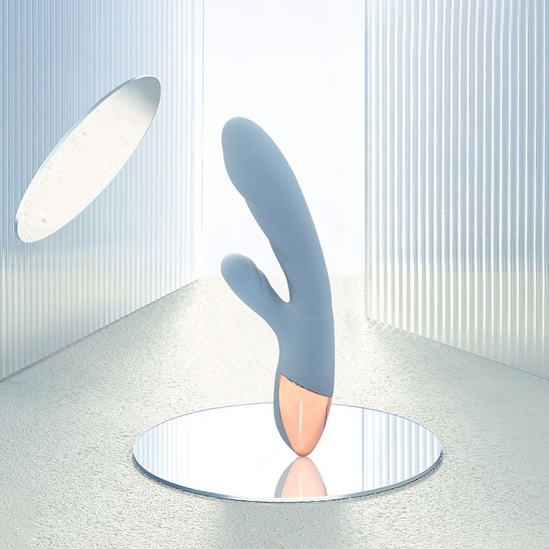 Кролик вібратор з функцією нагрівання +10 режимів вібрації Sweet Em Velvet Lure, блакитний вид 10