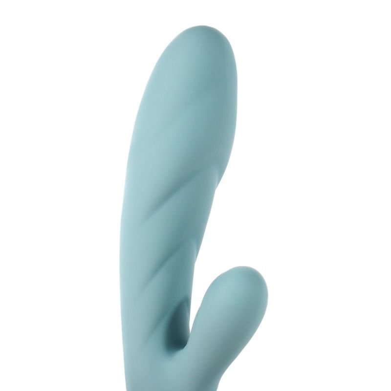 Кролик вібратор з функцією нагрівання +10 режимів вібрації Sweet Em Velvet Lure, блакитний вид 5