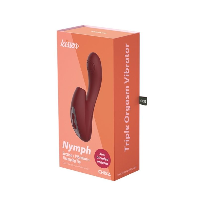 Вибратор-кролик с вакуумной стимуляцией Chisa Kissen Nymph, силиконовый, красный, 18 × 3.5 см вид 13