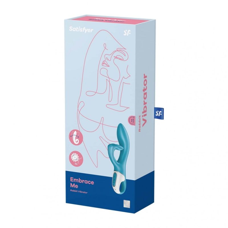 Вібратор кролик Satisfyer Embrace Me з потрійним відростком для стимуляції клітора, блакитний вид 8