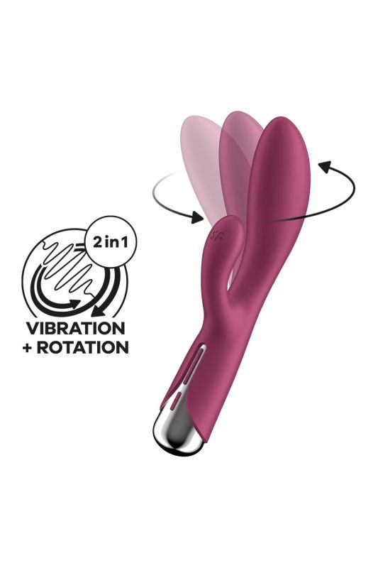 Вібратор-кролик Satisfyer Spinning Rabbit 1 для точки G та клітора, червоний вид 4