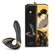 Вибратор кролик со стимуляцией точки G, рельефный, нереалистичный, черный, 17 х 3.7 см