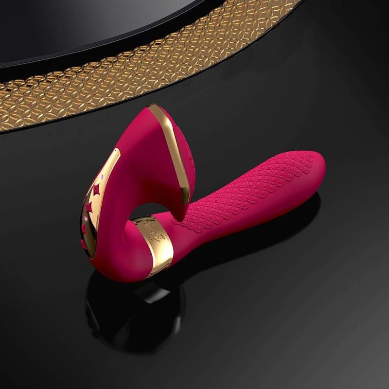 Вибратор кролик со стимуляцией точки G, рельефный, нереалистичный, малиновый, 17 х 3.7 см вид 6