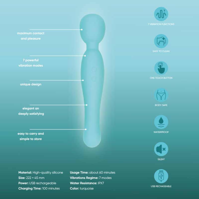 Вибратор-микрофон Sweet Em, бирюзовый вид 6