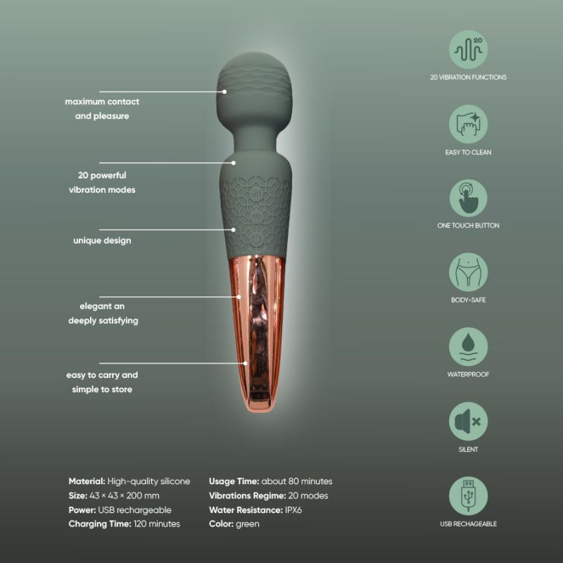 Вібратор-мікрофон Sweet Em, зелений із золотою ручкою вид 5
